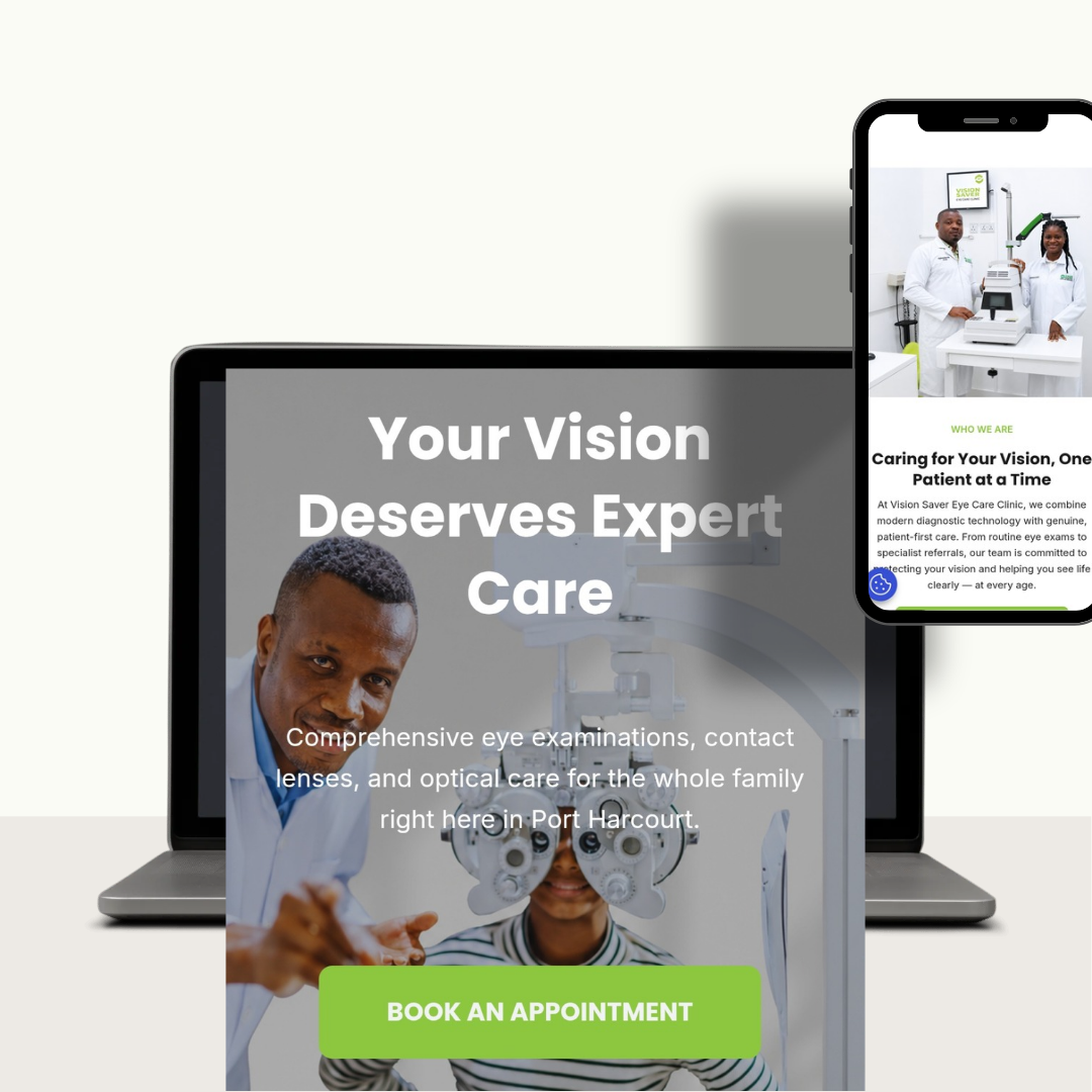 Home Vision Saver Eye Clinic website designed by 3pleService